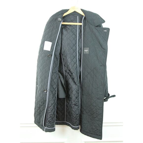 NO BELT Max Mara Weekend Black Quilted Women's Trench Coat US 12 - Picture 10 of 13